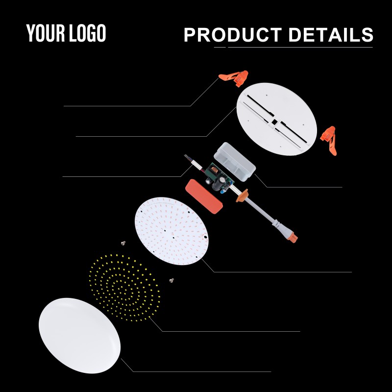 Bezramowa lampa panelowa LED do wbudowania o mocy 36 W, aluminium + PC, żelazo + PP