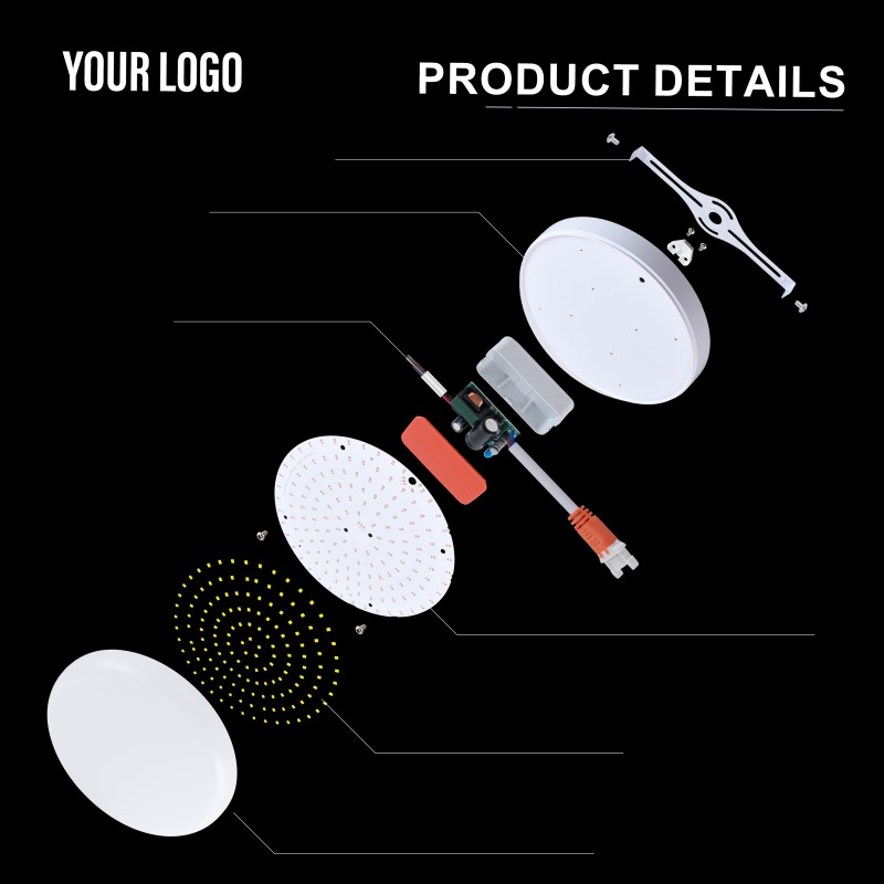 Bezramowa lampa panelowa LED o mocy 36 W, aluminium + PC, żelazo + PP, pełne światło